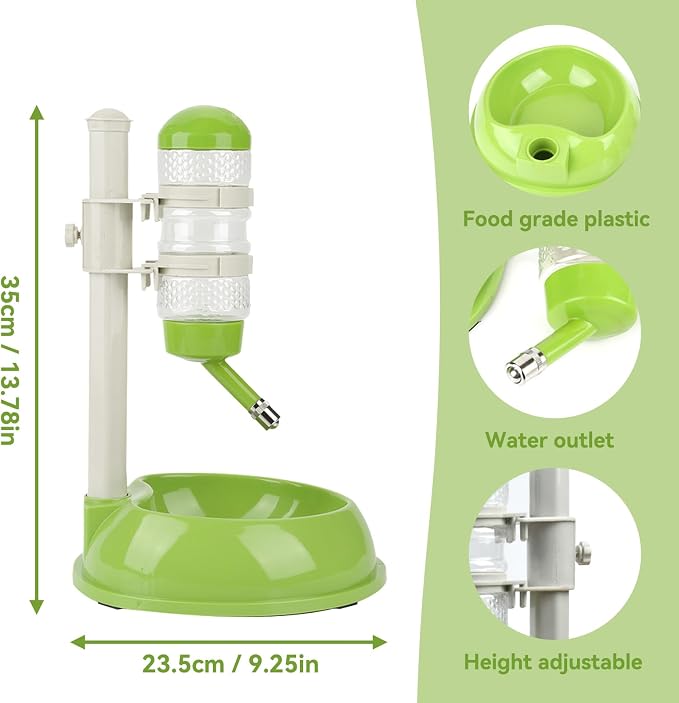 Dog Crate Water Bottle Dispenser, Adjustable No Drip Standing Dog Water Bottle Stand Pet Water Dispenser for Dogs and Cat(Green)