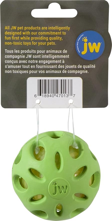 JW Pet Crackle Heads Ball Rubber Durable Fetch Chew Dog Toy 2.3 in Small 3 Pack