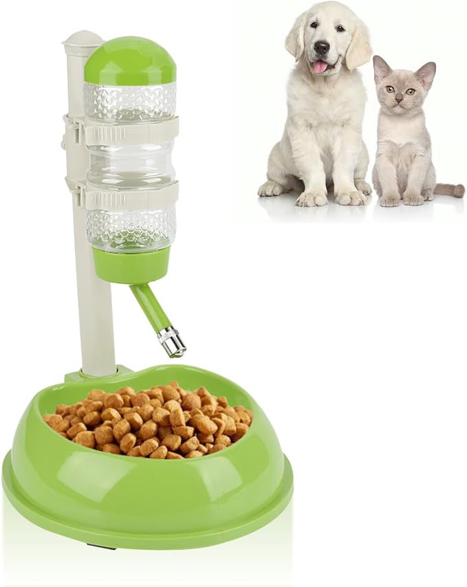 Dog Crate Water Bottle Dispenser, Adjustable No Drip Standing Dog Water Bottle Stand Pet Water Dispenser for Dogs and Cat(Green)
