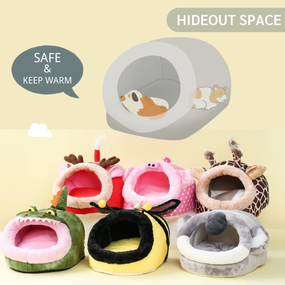 JanYoo Warm Bunny Bed for Rabbits Outdoor Cage Hideout Hut Tent Cave Tunnel Cute House Cotton Washable Winter Gray XLarge