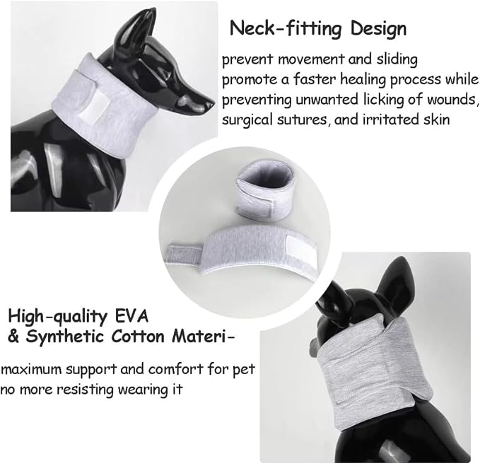Cat Neck Brace Cover - Adjustable Elizabethan Collar for Post-Surgery Recovery, Anti-Lick Wound, Protective Cervical Cone for Small Medium Large Dogs Cats (Neck Girth 5.9-12.6" Depth3.9