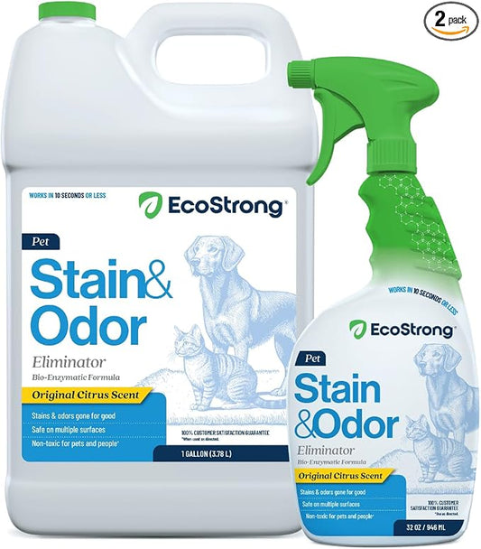 Eco Strong Pet Stain and Odor Remover - Cat Urine Enzyme Cleaner Destroyer, Urine Destroyer for Dogs, Pet Urine Enzyme Cleaner - 160 Oz