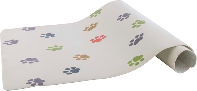 Dog Mat for Food and Water, Crate Pad, and Floor Protector - 55” x 28” Extra Large PVC Memory Foam Pad with Non-Slip Bottom - Stain, Scratch, and Water-Resistant Floor Mat by PETMAKER (Dog Bones)