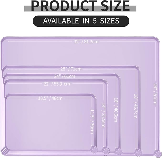 Reopet Silicone Pet Feeding Mat - Waterproof & Non-Slip Dog Cat Placemat | High Raised Edges Prevent Food & Water Spills to Protect Floors, Easy to Clean, Fit for Dog Cat Bowls