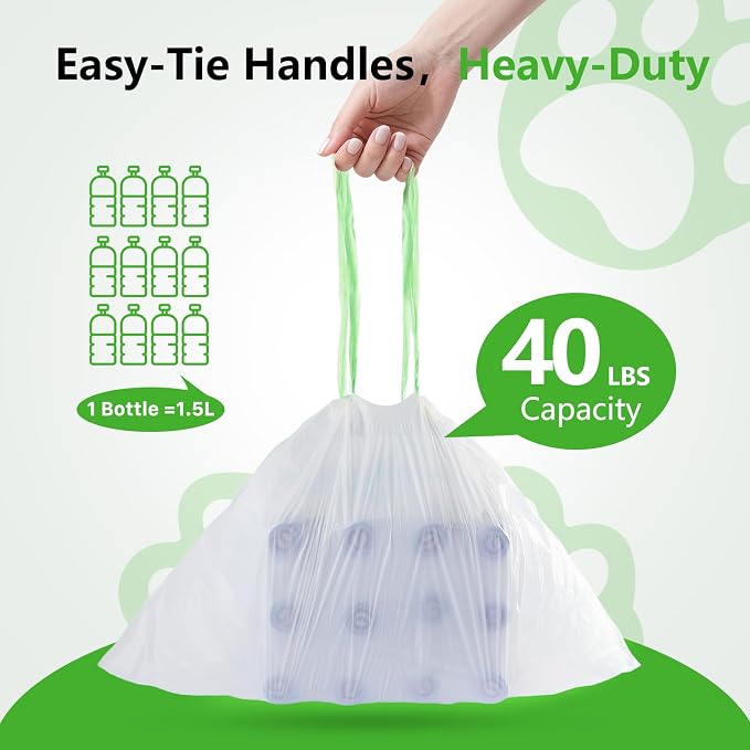 40 Count Cat litter Box Liners, 36" x 16" Large Extra Durable Heavy Duty Litter Pan Liner Bags with Drawstring Pre-Separated for Pet Kitty Litter Box Tray (Unscented)
