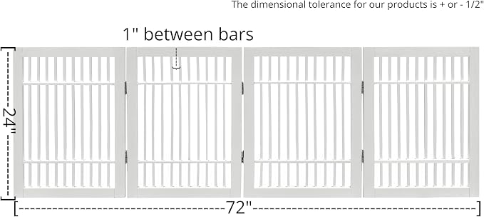 Urnporium Pet Dog Gate Freestanding, Strong Durable Folding Wooden Fence, Portable Acacia Hardwood Safety Barrier for Indoor & Outdoor Use (White Pet Gate, 4 Panel 24" Tall)