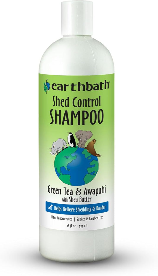 earthbath, Green Tea & Awapuhi Shed Control Dog Shampoo - Cruelty Free Dog Shampoo, Helps Relieve Shedding & Dander, Gentle Dog Wash, Made in USA, Dog Bathing Supplies - 16 Oz (1 Pack)
