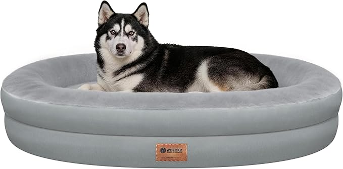 Orthopedic Dog Bed for Extra Large Dogs, XL Waterproof Dog Bed with Bolsters, Supportive Egg Crate Foam Pet Couch Bed with Removable Washable Cover & Non-Slip Bottom, Silver