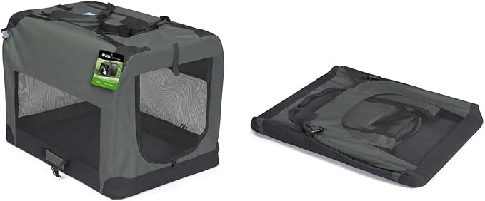 Dog Crate Soft Side Collapsible Charcoal Grey Sturdy Light Weight Portable Travel (Small 28" x 20" x 20")
