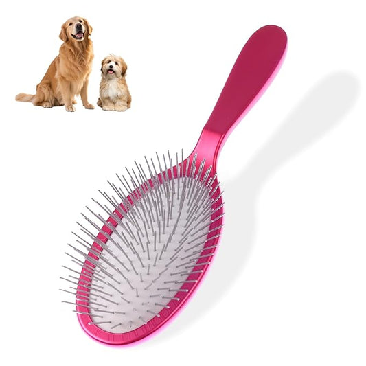 Slicker Brush for Dogs, Professional Pet Grooming Brush, 27mm Oval Stainless Steel Pin, Sparkle Glitter Handle, Anti-Static Round-Tipped Pins, Gentle Massage & Shedding Comb for Long Haired Dogs
