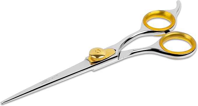 Sharf Gold Touch Pet Grooming Shear | Straight Cat & Dog Grooming Scissors | 6.5 Inch | 440c Japanese Stainless Steel Pet Dog Shearing Scissors | Animal Shears with Removable Comfort Rings