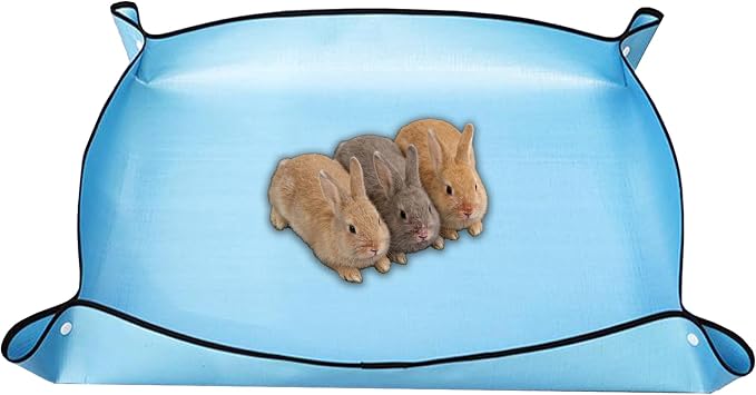 Waterproof Pet Playpen Mats, Reusable Cage Liner, Black Plastic Floor Mat for Small Animals (Blue 59x39 in (1 pc))