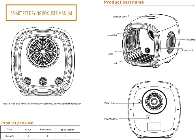 Automatic Pet Hair Dryer Box, 62L, 360° Drying with Temperature Control, 4 Speed Settings, 5 Drying Modes, Includes 5 Towels, White
