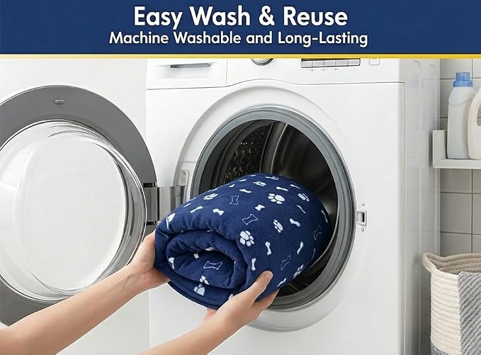 Muddy Mat® Washable Pee Pads for Dogs, Super Absorbent Reusable Puppy Pads–100% Waterproof Pee & Potty Training Pads for Pets,Non-Slip Dog Pads for Crates, Playpens & Floors- 2 Pack, Navy Blue 18"x24"