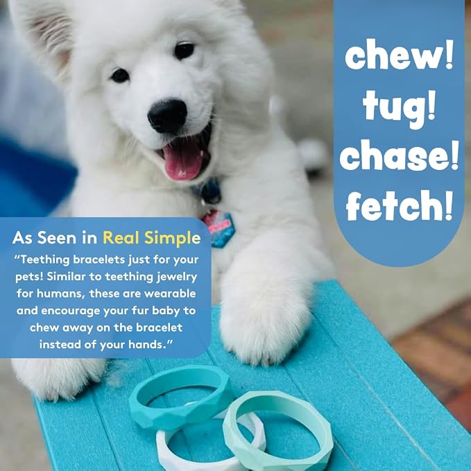 Sweet Paws Wearable Stack - Like Dude Puppy Teether Chew Toy, Small, Blue / Grey