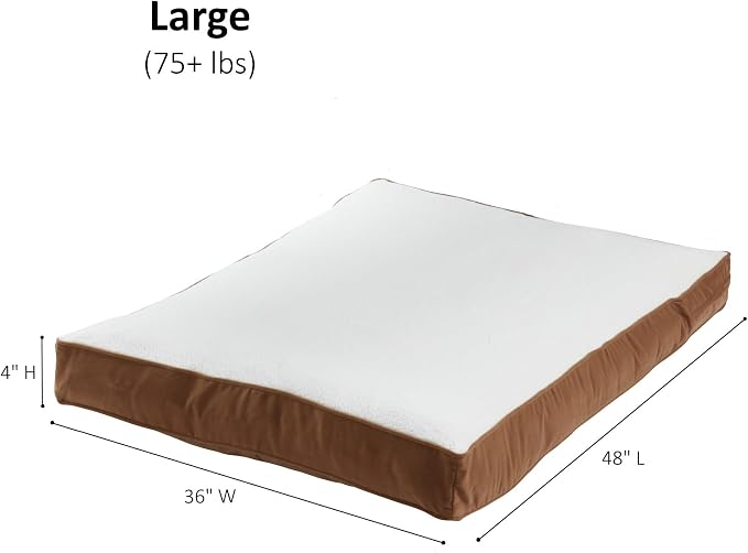 Happy Hounds Daisy Deluxe Supportive Sherpa Dog Bed, Large (48 x 36 in.), Mocha