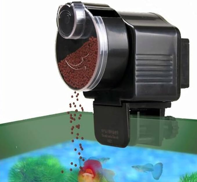Plplaaoo Automatic Fish Feeder for Aquarium | Battery Operated Automatic Fish Feeder with Adjustable Portion Control | Auto Vacation Timer Fishs Feeders for Flake,Pellet & Strip(Not Include Batterie)