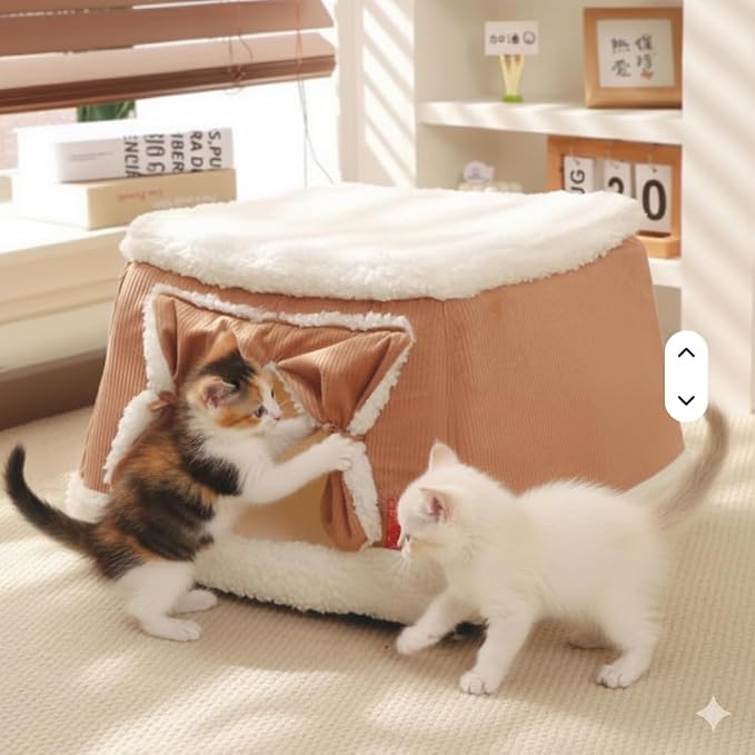 Pet House, Cat Bed for Indoor Cats, Cat Cave, Foldable Cat Cave, Bed for Large and Small Pets (Brown, Medium)