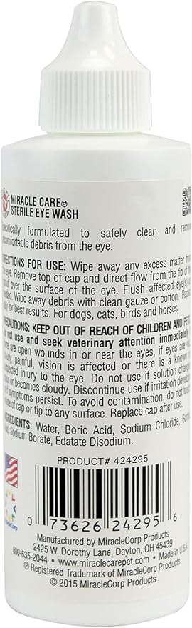 Miracle Care Cat & Dog Eye Wipes and Sterile Eye Wash for Your Cat and Dog Eye Wipes and Drops Formulated to Remove Eye Debris, 90 ct Wipes & 4 oz Bottle Eye Wash