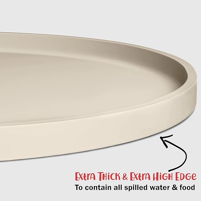 DogBuddy Dog Food Mat - Waterproof Dog Bowl Mat, Silicone Pet Mat for Food and Water Bowls, Nonslip Pet Feeding Mat with Edges, Dogs Food Mats for Floors, Puppy Supplies (Small, White Sand)
