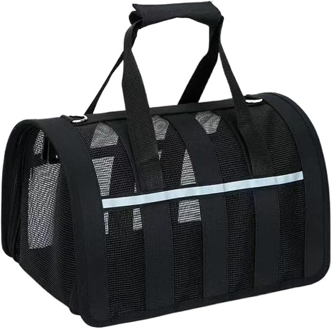 Handheld Foldable Single-Shoulder Dog Bag Large Capacity Cat Four-Season Outdoor Pet Mesh Breathable Portable Backpack(Orange Spell White,S)