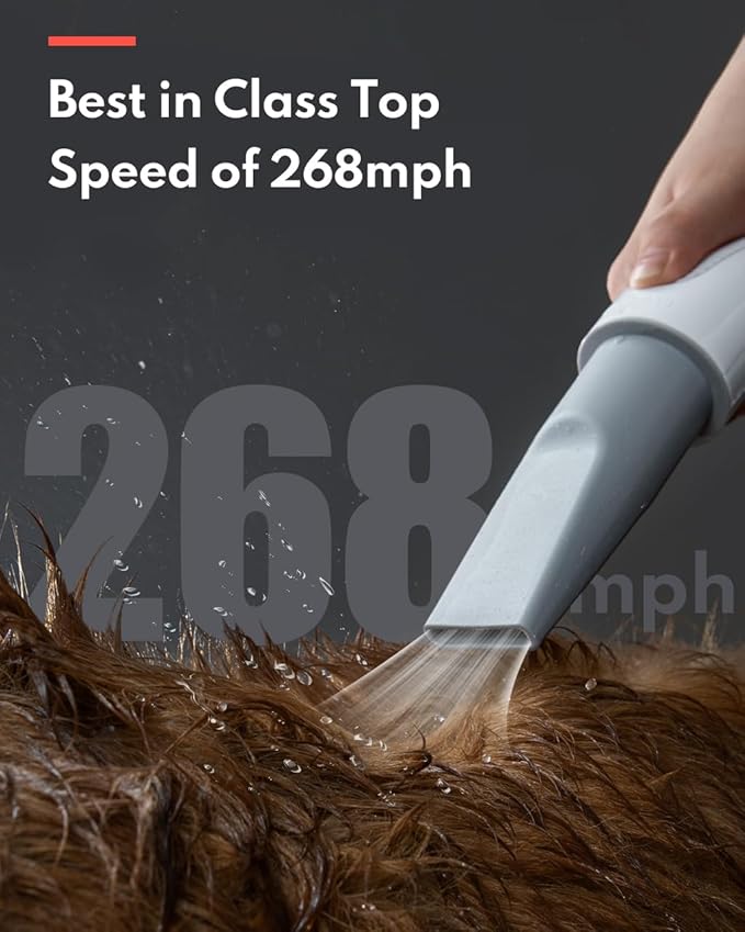 HomeRunPet Dog Dryer, Ultra Quiet High Velocity Blow Dryer for Dogs with 99 Speed & 3 Temperature Settings, 6.5ft Long Hose & LED Display, Perfect for Dogs, Pets Grooming