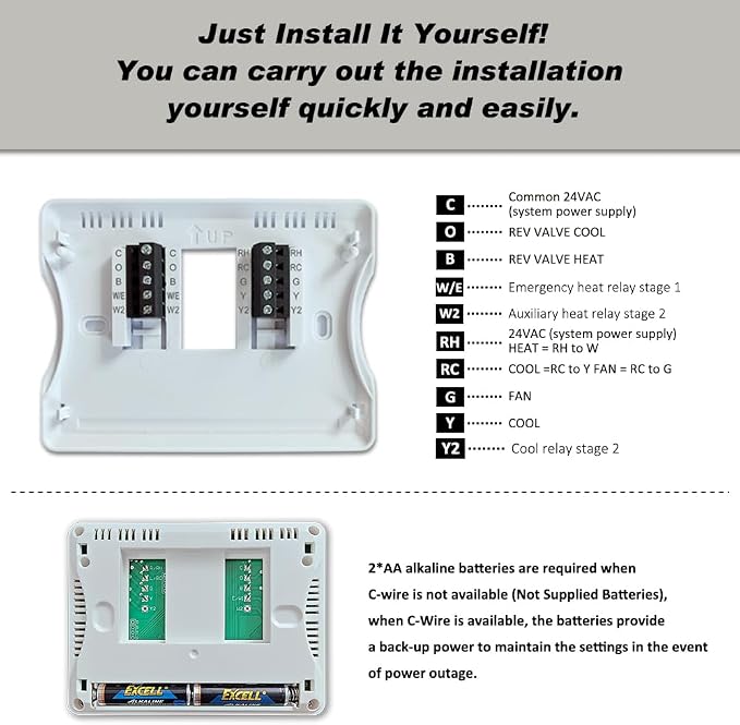 Programmable Thermostat for Home,Auto Changeover Heat Pump Thermostat for Multi-Stage,2 Heat/2 Cool or 4 Heat/2 Cool, Ultimate Comfort,Extra Large Display,White Backlight