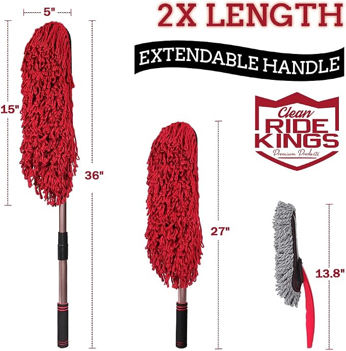 Car Duster Exterior Scratch Free, Extendable Handle, Detail Brush Kit for Vehicles, Wax Cotton Fabric, Waterless Wash Treatments，Car Care Equipment，Gifts for Men Women
