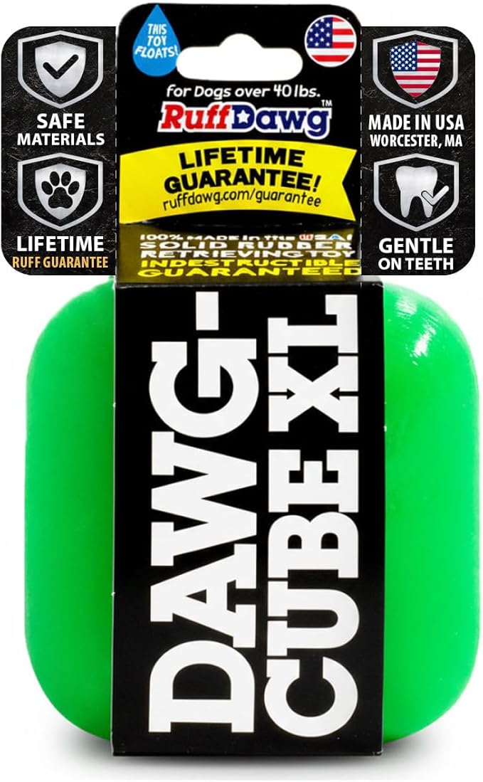 Ruff Dawg Cube XL 3.5 Indestructible Dog Toy - 1 PC Color Varies – Heavy-Duty Rubber Fetch & Chew Toy for Aggressive Chewers – Made in USA