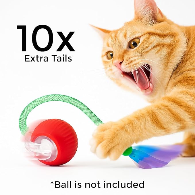 10x Tails – 10 Pieces of Extra Tail for Automatic and Interactive Cat Toy - (Ball Not Included)