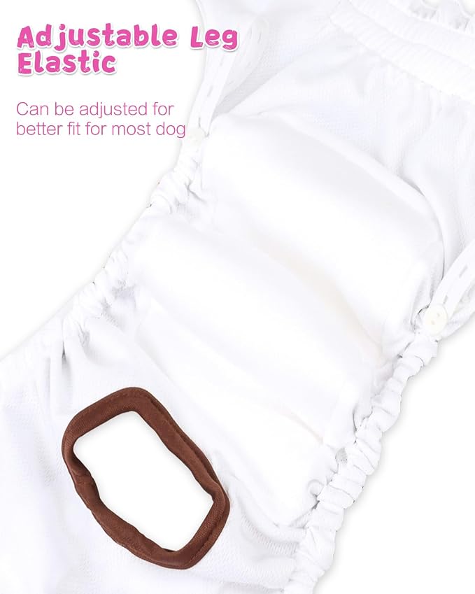 CuteBone Washable Female Dog Diapers 4 Pack Reusable Doggie Heat Diapers for Period FMG04L