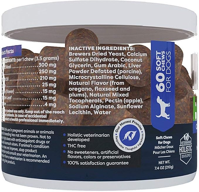 Only Natural Pet - Natural Hemp Soft Chew Bites for Dog Stress & Anxiety Relief - L-Theanine, Chamomile & Lemon Balm - Calming Chews for Dogs - 60 Count