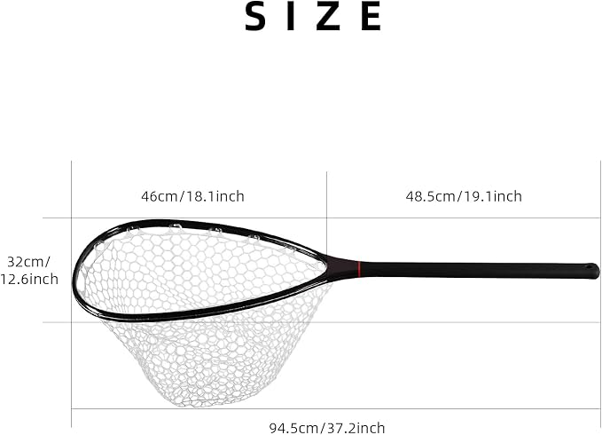 SF Fly Fishing Landing Net Soft Rubber Mesh Trout Net Catch and Release Net