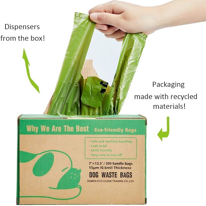 300-Count Dog Poop Bags with Easy-Tie Handles, 60 Rolls / 900 Count Dog Waste Bags with Dispenser