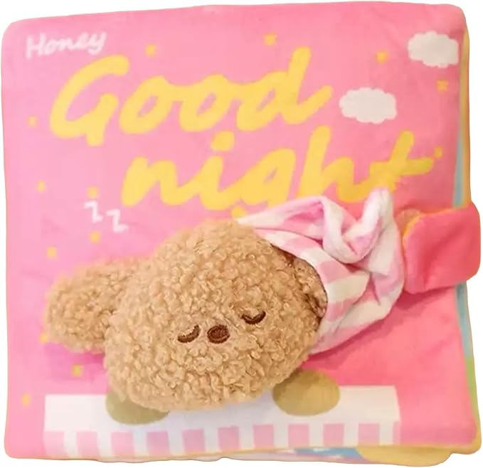 StarSnowe×Cute Dog Enrichment Toys,Squeaky Snuffle Book Series,Interactive Sniff Mat for Mental Stimulation & Slow Feeding,Treat Puzzle Toys for Puppy,Crinkle Gifts (Pink - Good Night)