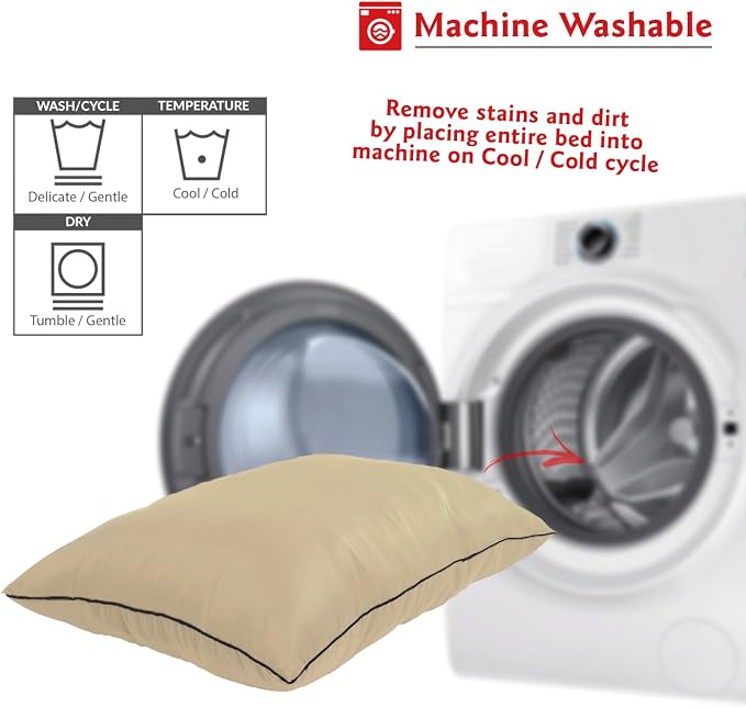 Majestic Pet Rectangle Medium Dog Bed Washable – Non Slip Comfy Pet Bed – Dog Crate Bed Super Value Pillow Dog Bed – Dog Kennel Bed for Sleeping - Dog Bed Medium Breed 35 x 28 Inch – Solid Khaki