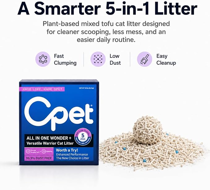 OPET Lavender Scented Cat Litter – Odor Control & Fast Clumping Formula – 99% Dust Free Natural Clumping Litter for Multi-Cat Homes – Low Tracking & Long Lasting Freshness (18lb)
