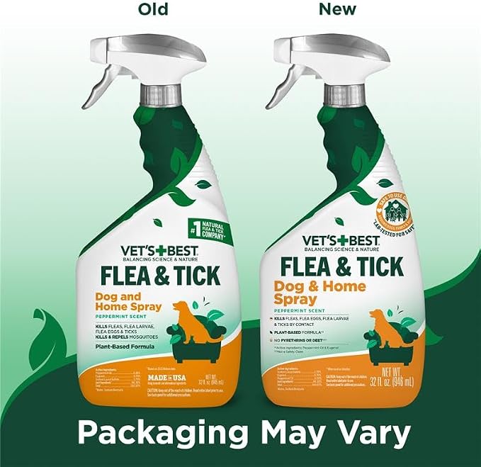 Vet’s Best Flea and Tick Home Spray – Plant-Based Flea and Tick Treatment for Dogs and Indoor Use – Natural Spray with Essential Oils for Flea Control in Home – 32 oz Bottles, 2 Pack