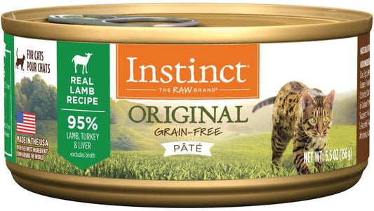 Instinct Original Grain Free Real Lamb Recipe Natural Wet Canned Cat Food by Nature's Variety, 5.5 Ounce (Pack of 12)