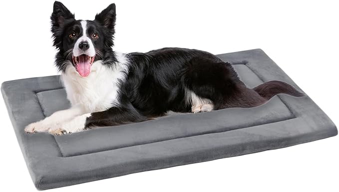 KHONSU PET Dog Bed Mat for Crate 1.1in Slim Cooling Pad Reversible Flannel & Waterproof Canva for Extra Large Dogs up to 90 lbs, Fits 42"x28" Basic Crate