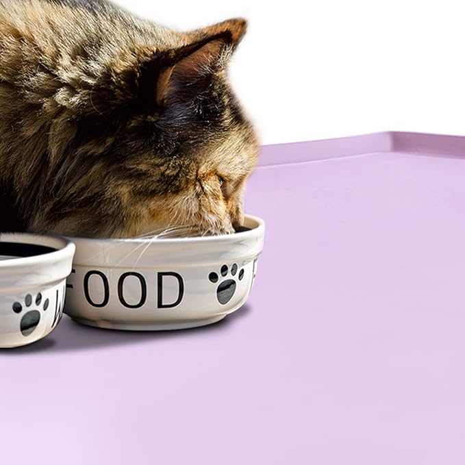 Dog Food Mat,Silicone Waterproof Food Tray,Non Slip Pet Bowl Mats Placemat,0.8" Raised Edge,Suitable for Most Small and Medium Sized Pets,28" x 18"