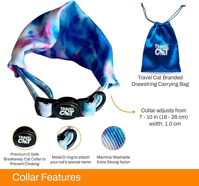 Travel Cat Grey Navigator Carrier Bag with Groovy Bandana Collar - Premium Cat Backpack and Stylish Collar for Travel and Outdoor Use