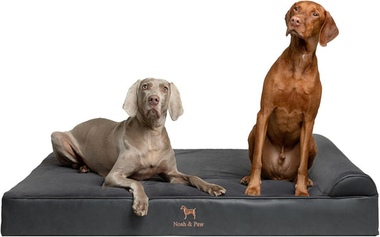 NOAH & PAW Giant Dog Bed XXL 55x45x9.5 Inch, Orthopedic Dog Beds, Eggshell Memory Foam Infused with Cooling Gel, Water Resistant, Machine Washable, Includes Inner Cover (Faux Leather)