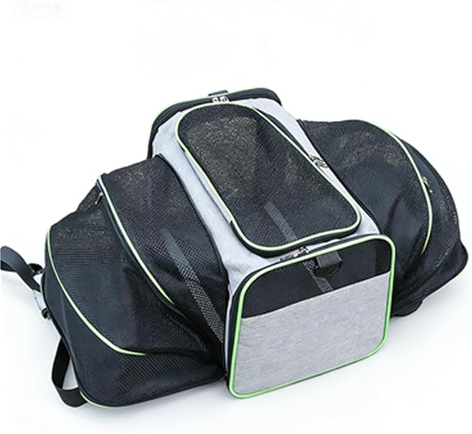 Airline-Approved Expandable Pet Carrier for Small Dogs & Cats, Soft-Sided Collapsible Travel Bag with 4-Way Access(Green,Medium)