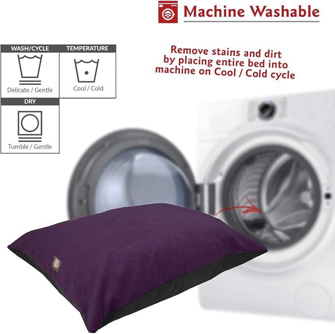 Majestic Pet Rectangle Medium Dog Bed Washable – Non Slip Comfy Pet Bed – Dog Crate Bed Super Value Pillow Dog Bed – Dog Kennel Bed for Sleeping - Dog Bed Medium Breed 35 x 28 Inch – Villa Aubergine