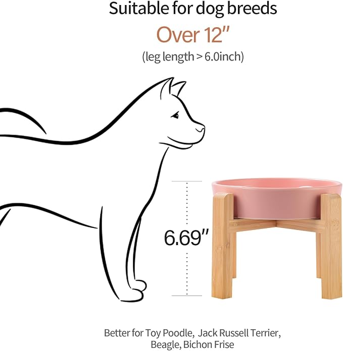 Pink Ceramic Slow Feeder Dog Bowl for Small and Medium Breed,Elevated/Raised 6.1 in Slow Feeding Bowl,Puzzle Dog Food Bowl for Fast Eater,Maze Dish for Fast Eater