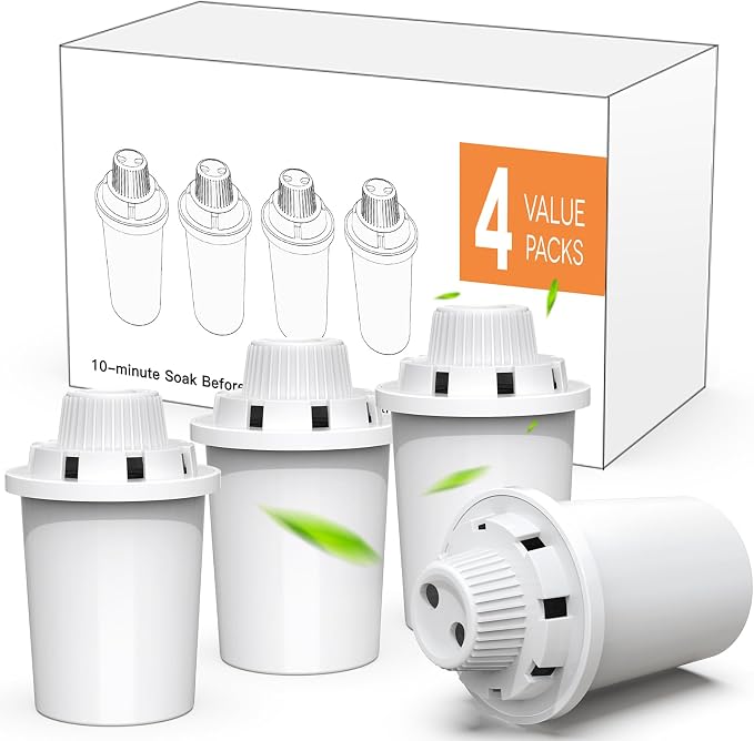 Pet Water Fountain Filter for Dog Water Fountain, 4 Pack Water Filter for Stainless Steel Pet Fountain for Large Dogs - Vertical Filtration for D2223,D2322,D2341,D2419 Lasts Two Months