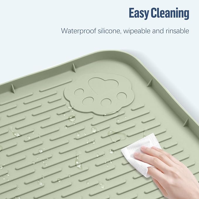 Pee Pad Holder for Dogs, 70" x 45" Silicone Pee Tray Mat Leak-Proof, High Edge, No Spill Pet Pad Holder for Puppy, Cat, Rabbit, Training Pads for Floor Protection, No Pee Pads (Green)