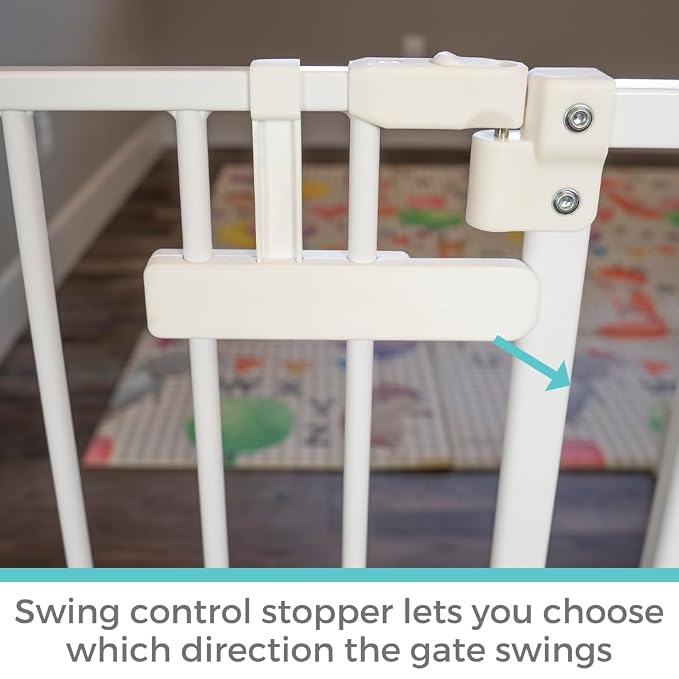 Toddleroo by North States - StepSafe Auto Close Baby Gate: Adjustable Safety Gate for Kids - 29 to 38 Inches Wide - 30 Inches Tall - White
