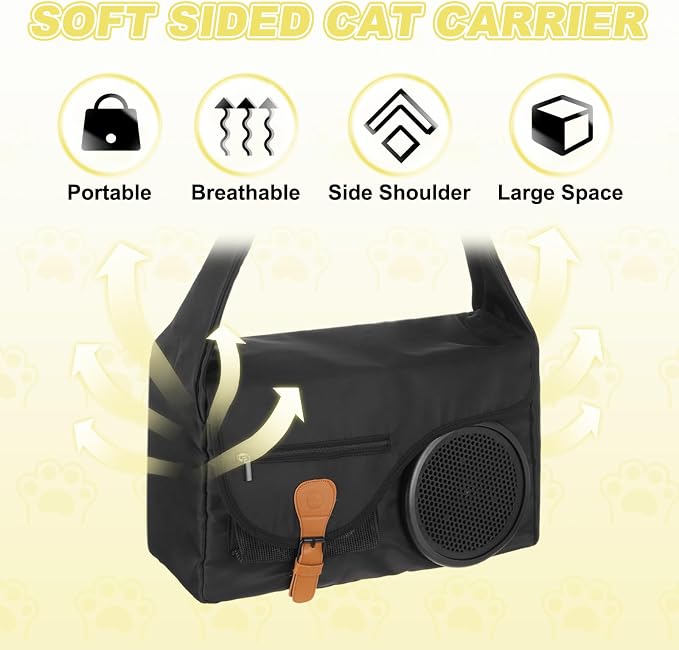 Bubble Cat Carrier, Travel Pet Carrier Soft Sided Breathable Cat Carrying Case for Kitten Small Dogs Up to 14.3 lbs (Black), Intended for Hiking/Camping/Traveling